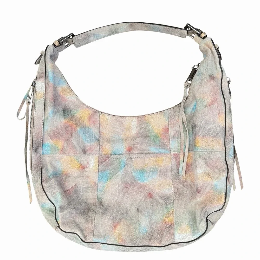 Aimee Kestenberg Rainbow Iridescent Leather Hobo Bag NWOT Boho Hippie Genny
